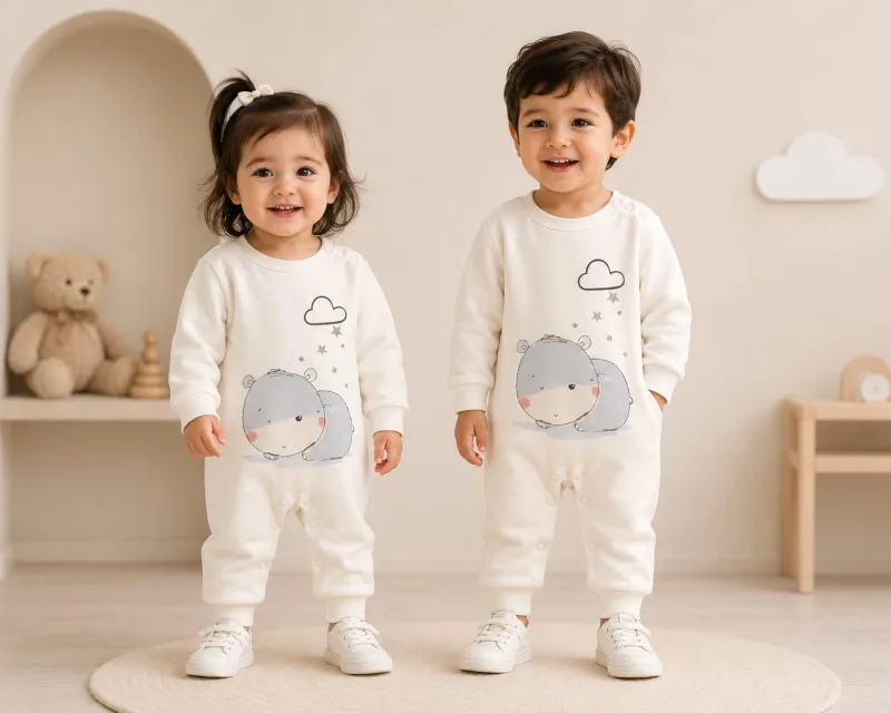Baby Unisex Full Sleeve Cotton Animal Print Romper