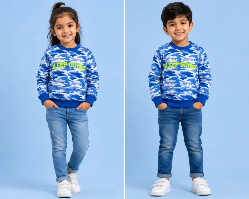 Kids "Keep Going" Camo Print Sweatshirt