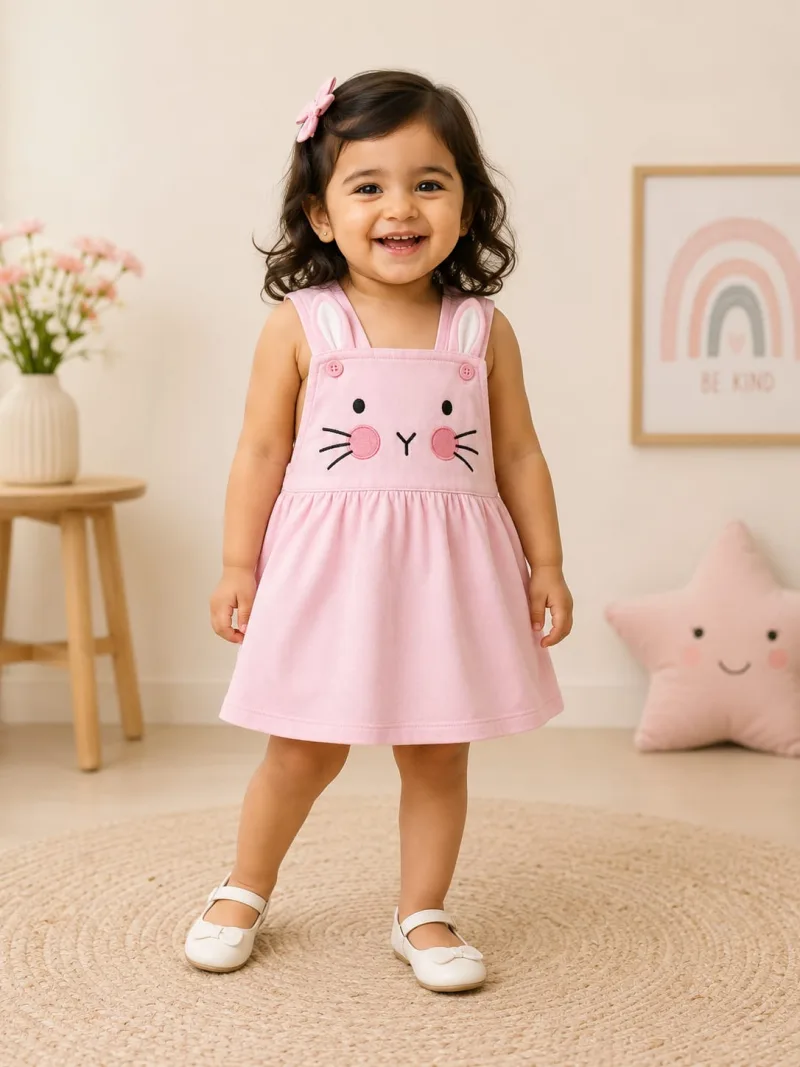 Girls Bunny Face Pinafore Dress