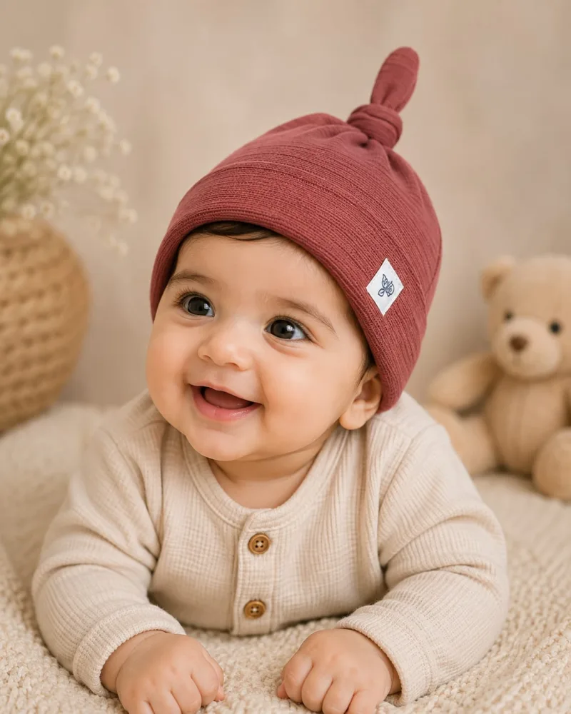 Baby Knotted Ribbed Beanie Cap