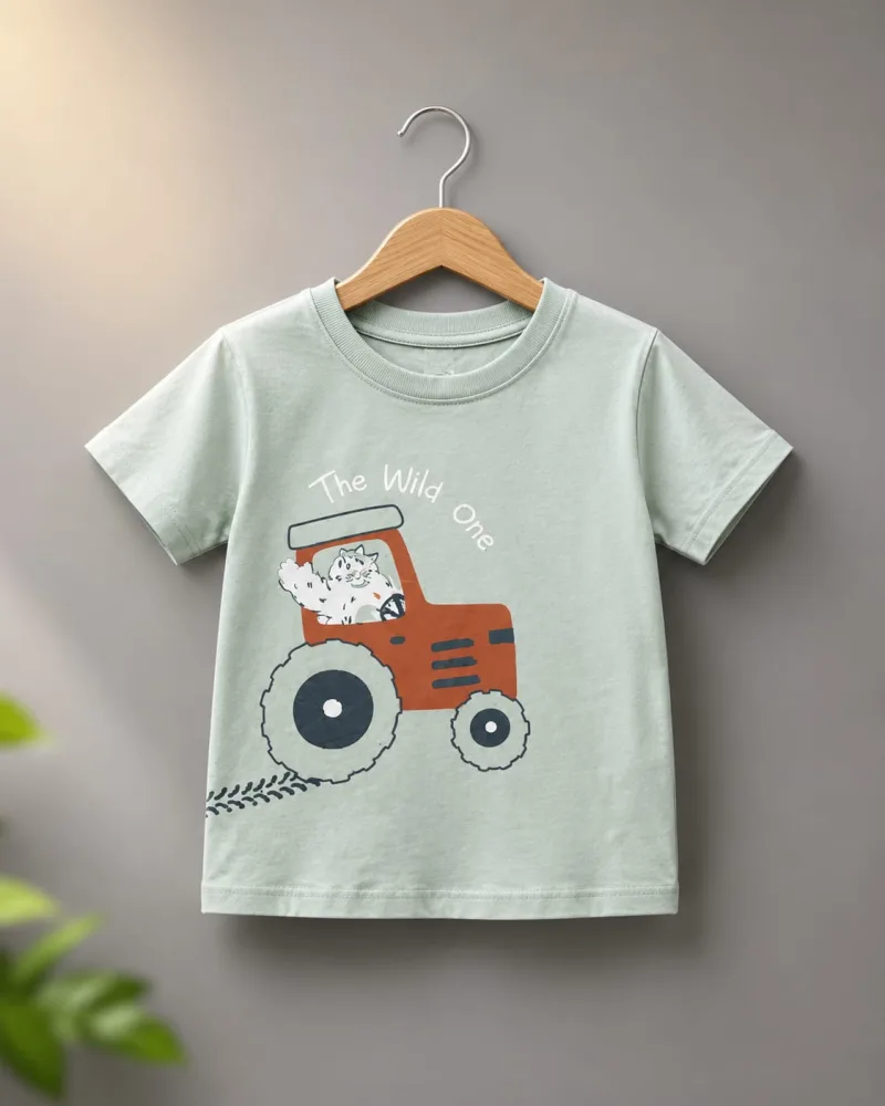 Boys Printed Graphic Round Neck Cotton-Style T-Shirt