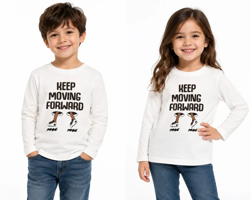Keep Moving Forward Printed Full Sleeve T-Shirt for Kids