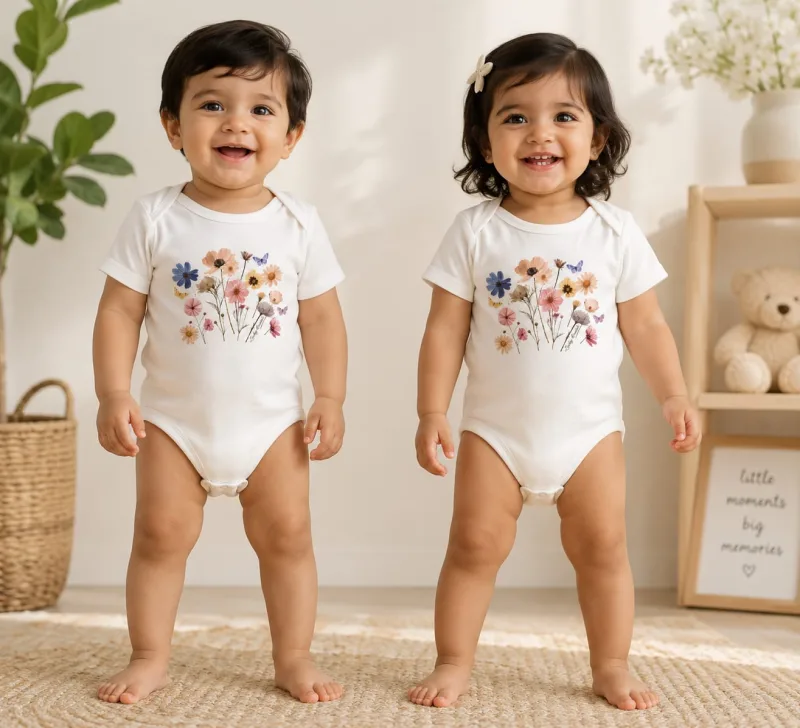 Baby White Pressed Wildflower Print