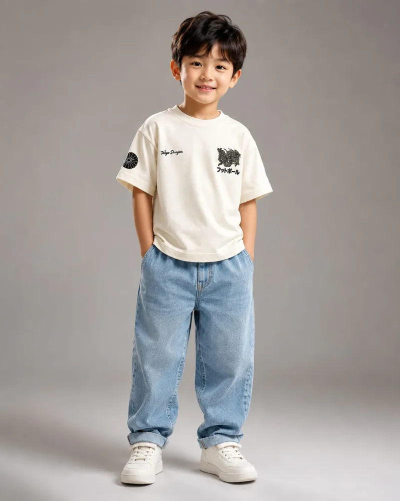 Kids White Tiger, R & Snake Graphic Print T-Shirt