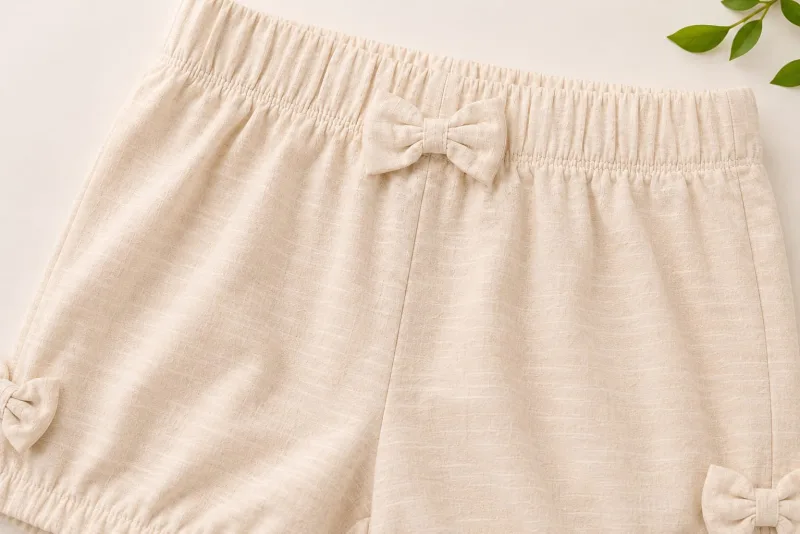 Girls Cotton Shorts with Bow Details