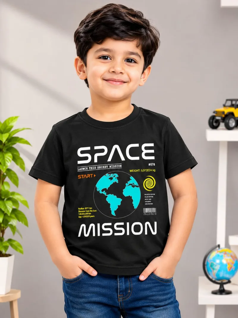 Boys Space Mission Graphic Printed T-Shirt
