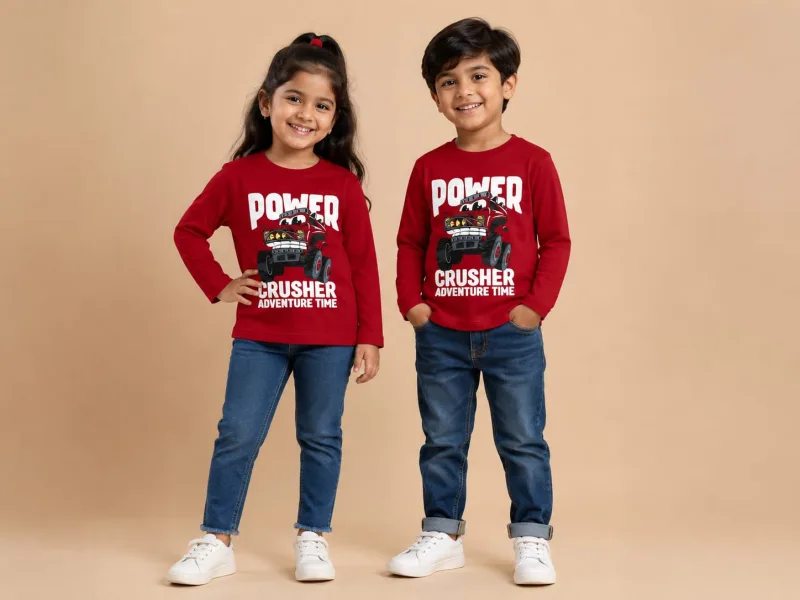 Boys Full Sleeve Printed Power Crusher Graphic T-Shirt