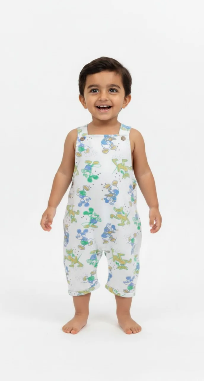Baby Printed Sleeveless Dungaree Romper