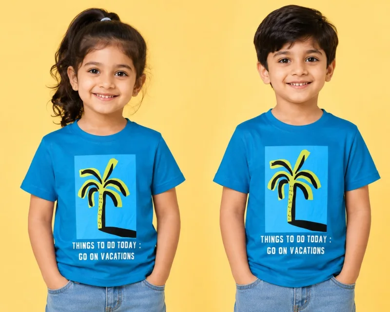 Boys Vacation Palm Tree Graphic Printed T-Shirt